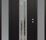 Modern Steel Front Door DIAMOND A8 68" X 80" BLACK/BLACK CLEAR GLASS PANEL STAINLESS STEEL LHI WITH 2 SIDELITES FROSTED GLASS
