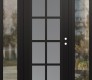 Modern Steel Front Door Diamond C16 60" x 80" black/white frosted Glass Panel black LHI with 2 Sidelites clear Glass