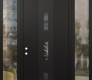 Modern Steel Front Door DIAMOND A7 60" X 96" BLACK/BLACK MIRRORED GLASS PANEL BLACK RHI WITH 2 SIDELITES AND TRANSOM CLEAR GLASS