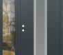 Modern Steel Front Door DIAMOND A11 48" X 80" ANTHRACITE/ANTHRACITE FROSTED GLASS PANEL STAINLESS STEEL RHI WITH SIDELITE CLEAR GLASS