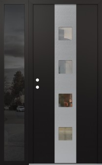 DIAMOND A12 50" X 80" BLACK/BLACK CLEAR GLASS PANEL STAINLESS STEEL RHI WITH SIDELITE MIRRORED GLASS