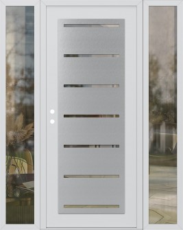 Diamond C11 60" x 80" white/white clear Glass Panel stainless steel RHI with 2 Sidelites clear Glass