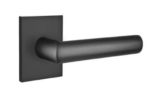 EMTEK STUTTGART LEVER WITH SQUARE ROSETTE PRIVACY RH FLAT BLACK (US19) 5210