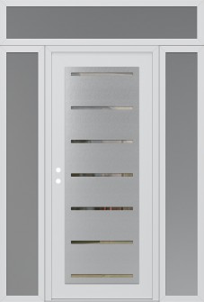 Diamond C11 68" x 96" white/white clear Glass Panel stainless steel RHI with 2 Sidelites and Transom frosted Glass