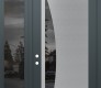 Modern Steel Front Door Diamond C13 48" x 96" anthracite/anthracite mirrored Glass Panel stainless steel RHI with Sidelite and Transom mirrored Glass