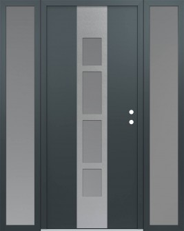 DIAMOND A10 60" X 80" ANTHRACITE/ANTHRACITE FROSTED GLASS PANEL STAINLESS STEEL LHI WITH 2 SIDELITES FROSTED GLASS