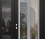 Modern Steel Front Door Diamond C14 52" x 96" black/black clear Glass Panel stainless steel RHI with Sidelite and Transom mirrored Glass