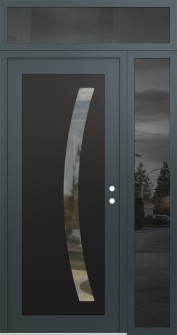 Diamond C4 50" x 96" anthracite/anthracite clear Glass Panel black LHI with Sidelite and Transom mirrored Glass