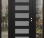 Modern Steel Front Door Diamond C9 68" x 80" black/white frosted Glass Panel black LHI with 2 Sidelites clear Glass