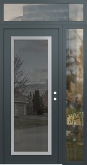 Diamond C1 52" x 96" anthracite/anthracite mirrored Glass Panel stainless steel LHI with Sidelite and Transom clear Glass