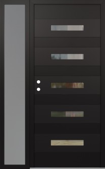 Diamond D9 52" x 80" black/black clear Glass Panel black RHI with Sidelite frosted Glass