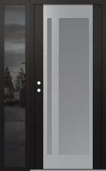 Diamond C15 52" x 80" black/white frosted Glass Panel stainless steel RHI with Sidelite mirrored Glass