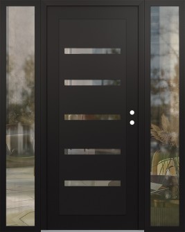 Diamond C7 60" x 80" black/black clear Glass Panel black LHI with 2 Sidelites clear Glass