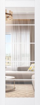 DOOR SLAB PALLADIO 5 LITE CLEAR VETRO BIANCO NOBLE 28" X 80" X 1 9/16" TEMPERED CLEAR GLASS