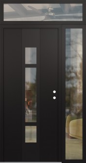 DIAMOND A9 48" X 96" BLACK/BLACK CLEAR GLASS PANEL BLACK LHI WITH SIDELITE AND TRANSOM CLEAR GLASS