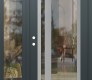 Modern Steel Front Door Diamond C15 52" x 80" anthracite/anthracite clear Glass Panel stainless steel RHI with Sidelite clear Glass