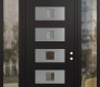 Modern Steel Front Door Diamond D8 68" x 96" black/black clear Glass Panel stainless steel LHI with 2 Sidelites and Transom clear Glass