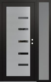 Diamond C8 50" x 80" black/black mirrored Glass Panel stainless steel LHI with Sidelite frosted Glass