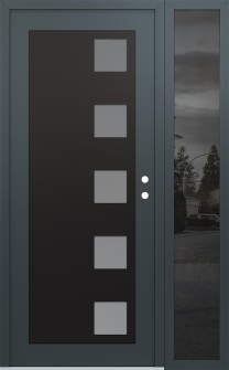 Diamond C5 52" x 80" anthracite/anthracite frosted Glass Panel black LHI with Sidelite mirrored Glass
