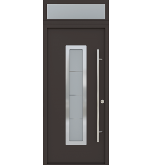 MODERN FRONT STEEL DOOR ARGOS BROWN/WHITE 37 7/16" X 95 11/16" LHI + TRANSOM