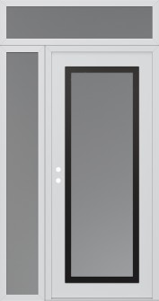 Diamond C1 52" x 96" white/white frosted Glass Panel black RHI with Sidelite and Transom frosted Glass