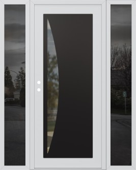 Diamond C13 64" x 80" white/white clear Glass Panel black RHI with 2 Sidelites mirrored Glass