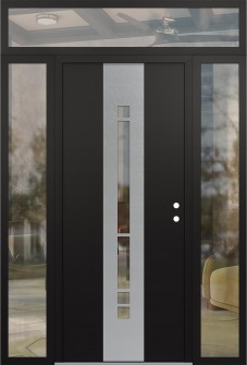 DIAMOND A3 60" X 96" BLACK/BLACK CLEAR GLASS PANEL STAINLESS STEEL LHI WITH 2 SIDELITES AND TRANSOM CLEAR GLASS