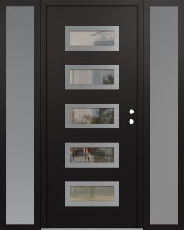 Diamond D1 64" x 80" black/black clear Glass Panel stainless steel LHI with 2 Sidelites frosted Glass