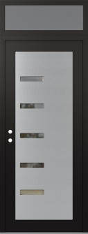 Diamond C8 36" x 96" black/black clear Glass Panel stainless steel RHI with Transom frosted Glass