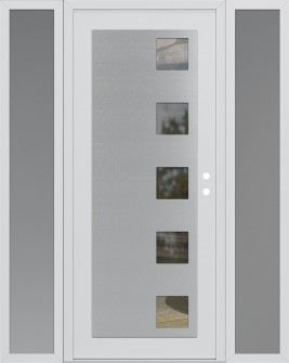 Diamond C5 64" x 80" white/white clear Glass Panel stainless steel LHI with 2 Sidelites frosted Glass