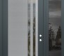 Modern Steel Front Door Diamond C6 48" x 96" anthracite/anthracite clear Glass Panel stainless steel LHI with Sidelite and Transom mirrored Glass