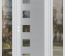 Modern Steel Front Door Diamond C5 60" x 80" white/white clear Glass Panel stainless steel RHI with 2 Sidelites clear Glass