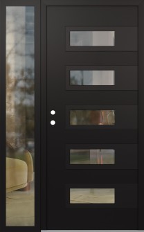 Diamond D3 48" x 80" black/black clear Glass Panel black RHI with Sidelite clear Glass