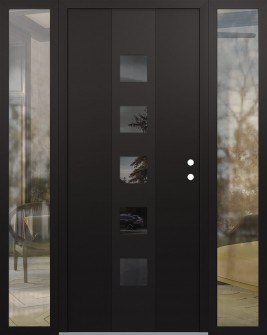 DIAMOND A13 60" X 80" BLACK/BLACK MIRRORED GLASS PANEL BLACK LHI WITH 2 SIDELITES CLEAR GLASS