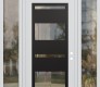 Modern Steel Front Door Diamond C10 68" x 96" white/white clear Glass Panel black LHI with 2 Sidelites and Transom clear Glass