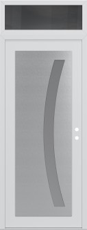 Diamond C4 36" x 96" white/white frosted Glass Panel stainless steel LHI with Transom mirrored Glass