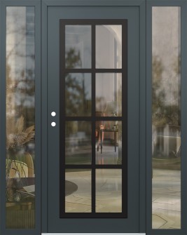 Diamond C16 60" x 80" anthracite/anthracite clear Glass Panel black RHI with 2 Sidelites clear Glass