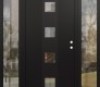Modern Steel Front Door DIAMOND A12 64" X 80" BLACK/BLACK CLEAR GLASS PANEL BLACK LHI WITH 2 SIDELITES CLEAR GLASS