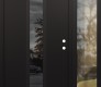 Modern Steel Front Door DIAMOND A1 48" X 80" BLACK/BLACK MIRRORED GLASS PANEL BLACK LHI WITH SIDELITE CLEAR GLASS