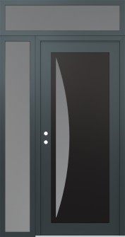 Diamond C13 48" x 96" anthracite/anthracite frosted Glass Panel black RHI with Sidelite and Transom frosted Glass