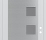 Modern Steel Front Door Diamond C5 36" x 96" white/white frosted Glass Panel stainless steel LHI with Transom frosted Glass