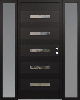 Diamond D9 68" x 80" black/black clear Glass Panel black LHI with 2 Sidelites frosted Glass