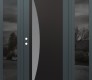 Modern Steel Front Door Diamond C13 68" x 80" anthracite/anthracite frosted Glass Panel black RHI with 2 Sidelites mirrored Glass