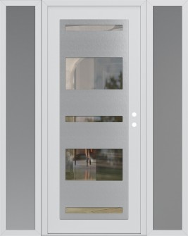 Diamond C10 68" x 80" white/white clear Glass Panel stainless steel LHI with 2 Sidelites frosted Glass