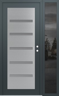Diamond C7 52" x 80" anthracite/anthracite frosted Glass Panel stainless steel LHI with Sidelite mirrored Glass