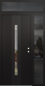 DIAMOND A2 48" X 96" BLACK/BLACK CLEAR GLASS PANEL BLACK LHI WITH SIDELITE AND TRANSOM MIRRORED GLASS