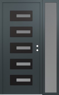 Diamond D6 50" x 80" anthracite/anthracite frosted Glass Panel black LHI with Sidelite frosted Glass