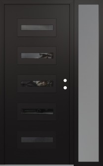 Diamond D4 50" x 80" black/black mirrored Glass Panel black LHI with Sidelite frosted Glass