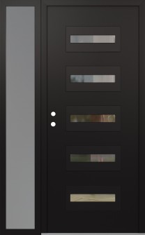 Diamond D4 52" x 80" black/black clear Glass Panel black RHI with Sidelite frosted Glass