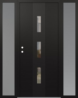 DIAMOND A7 64" X 80" BLACK/BLACK CLEAR GLASS PANEL BLACK RHI WITH 2 SIDELITES FROSTED GLASS